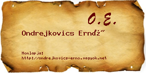 Ondrejkovics Ernő névjegykártya